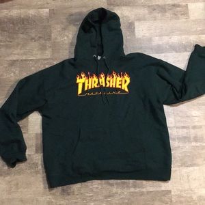 Thrasher Logo Hoodie | Dark Green | size large